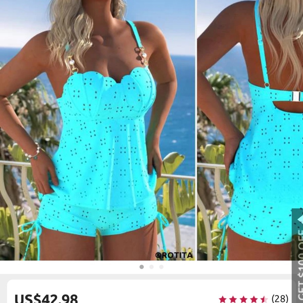 Rotita Aqua Scalloped Bikini Set